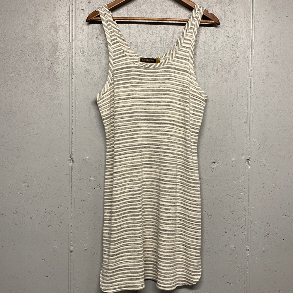 Saint Grace Grey & White Striped Dress Size L